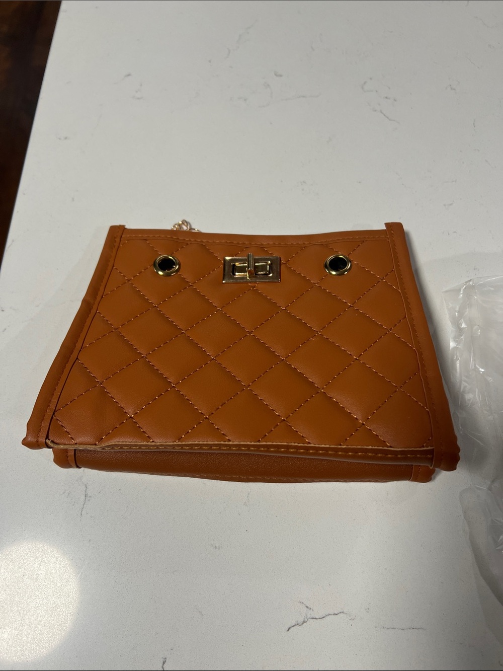 Quilted Brown Leatherette Crossbody Panel - Picture 6 of 6